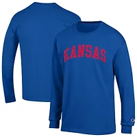 Men's Champion  Royal Kansas Jayhawks Basic Arch Long Sleeve T-Shirt