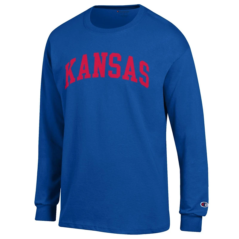 Men's Champion Royal Kansas Jayhawks Basic Arch Long Sleeve T-Shirt