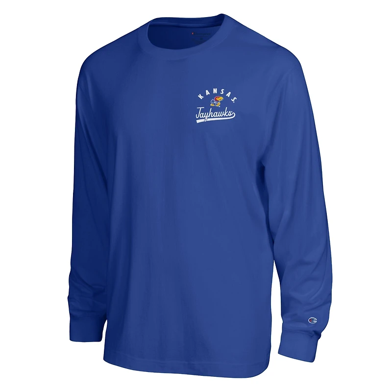 Men's Champion  Royal Kansas Jayhawks Laminated All-Star Long Sleeve T-Shirt