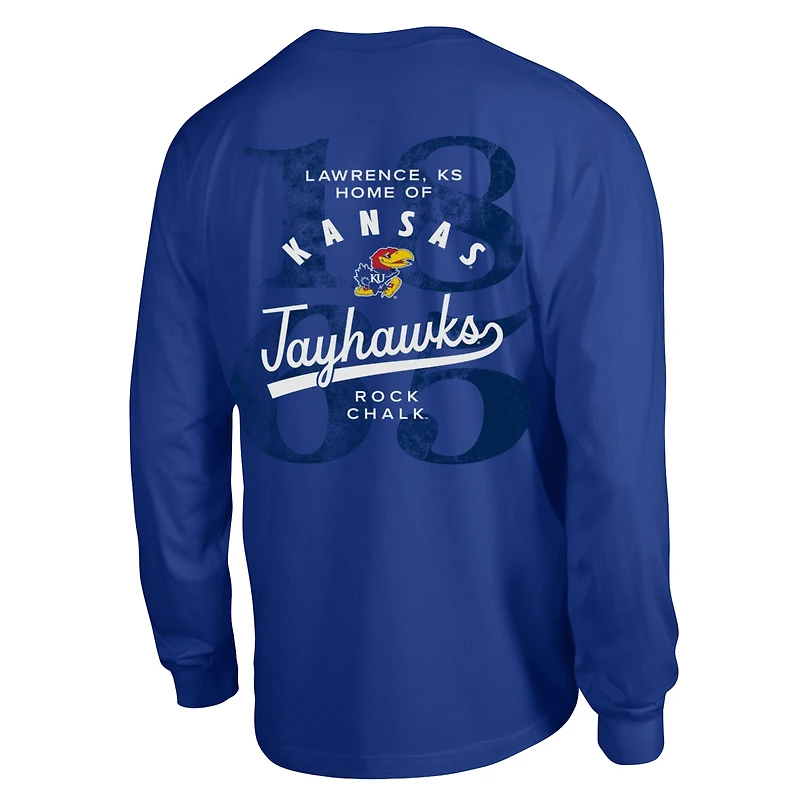 T-shirt à manches longues plastifié Champion Royal Kansas Jayhawks pour hommes