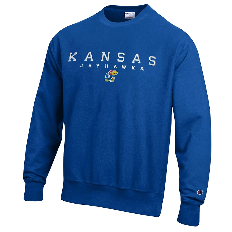 Men's Champion Royal Kansas Jayhawks Relentless Reverse Weave Sweatshirt