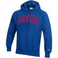 Men's Champion Royal Kansas Jayhawks Team Arch Reverse Weave Pullover Hoodie