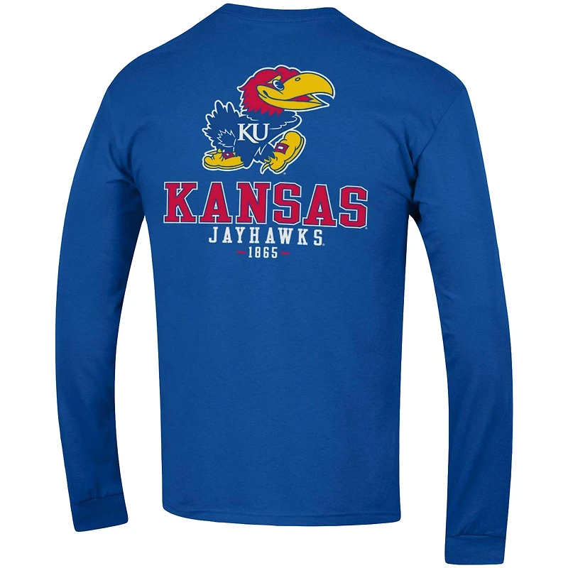T-shirt à manches longues Champion Royal Kansas Jayhawks Team Stack pour homme