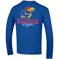T-shirt à manches longues Champion Royal Kansas Jayhawks Team Stack pour homme