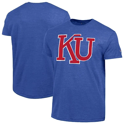 Men's Champion  Royal Kansas Jayhawks Vintage Triumph Tri-Blend T-Shirt