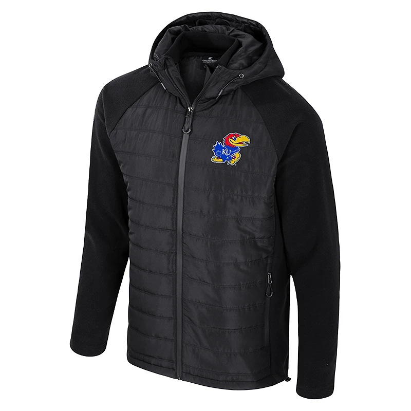 Men's Colosseum  Black Kansas Jayhawks Block The Sun Full-Zip Hooded Jacket