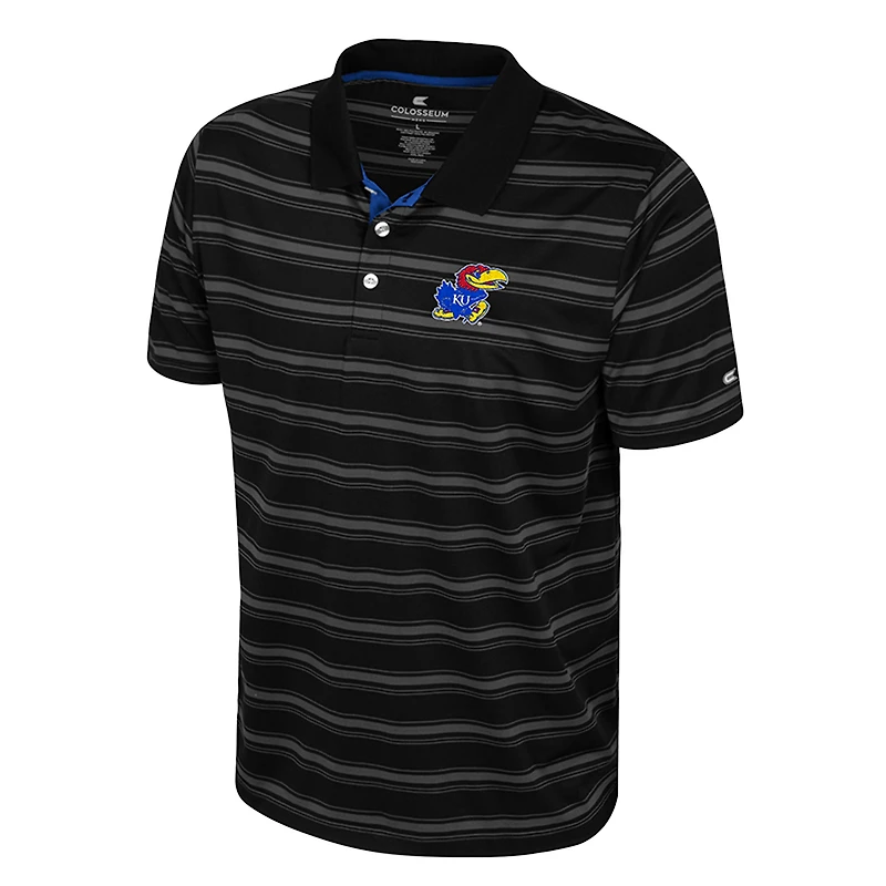 Men's Colosseum  Black Kansas Jayhawks Milk Steak Polo