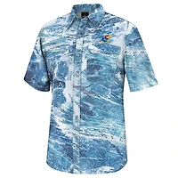 Men's Colosseum  Blue Kansas Jayhawks Realtree Aspect Charter Full-Button Fishing Shirt
