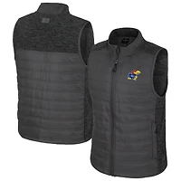 Men's Colosseum Charcoal Kansas Jayhawks Nightman Full-Zip Puffer Vest