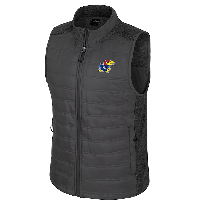 Men's Colosseum Charcoal Kansas Jayhawks Nightman Full-Zip Puffer Vest