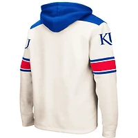 Men's Colosseum Cream Kansas Jayhawks 2.0 Lace-Up Pullover Hoodie