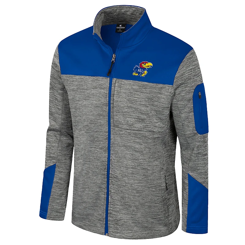 Men's Colosseum  Gray/Royal Kansas Jayhawks Guard Full-Zip Jacket
