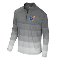 Men's Colosseum  Gray Kansas Jayhawks AI Striped Mesh Quarter-Zip Raglan Windshirt