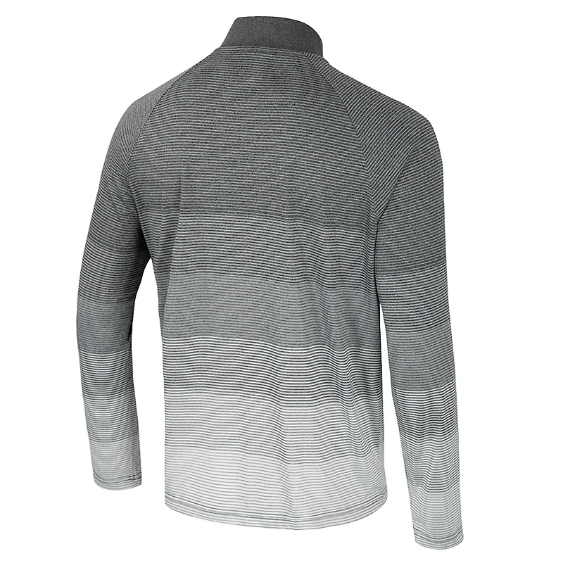 Men's Colosseum  Gray Kansas Jayhawks AI Striped Mesh Quarter-Zip Raglan Windshirt