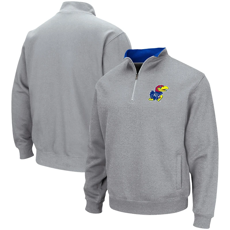 Veste à col zippé Colosseum pour homme, gris chiné, Kansas Jayhawks Tortugas, logo de l'équipe