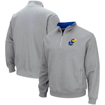 Veste à col zippé Colosseum pour homme, gris chiné, Kansas Jayhawks Tortugas, logo de l'équipe