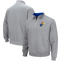 Veste à col zippé Colosseum pour homme, gris chiné, Kansas Jayhawks Tortugas, logo de l'équipe