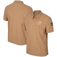 Men's Colosseum Khaki Kansas Jayhawks OHT Military Appreciation Cloud Jersey Desert Polo
