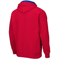 Men's Colosseum Red Kansas Jayhawks Arch & Logo 3.0 Full-Zip Hoodie