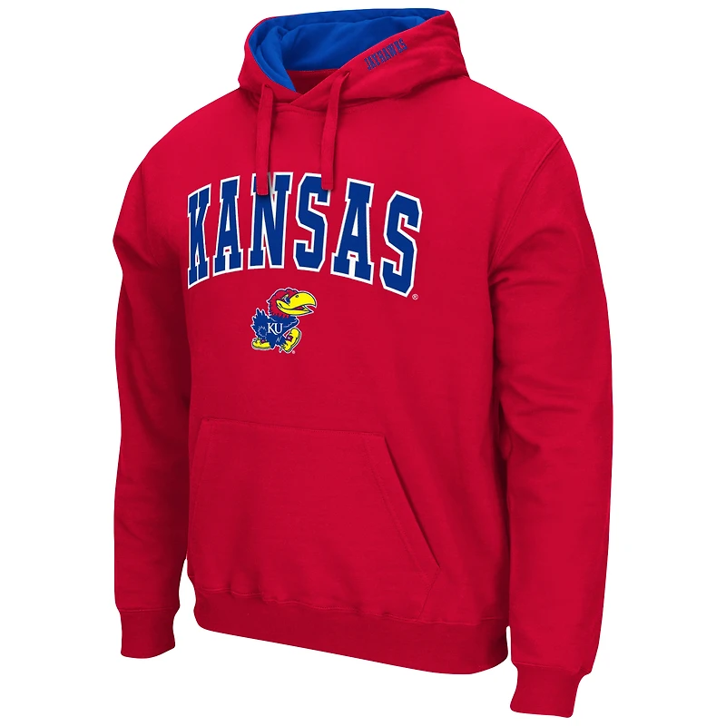 Men's Colosseum Kansas Jayhawks Arch & Logo 3.0 Pullover Hoodie