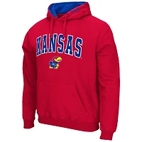 Men's Colosseum Kansas Jayhawks Arch & Logo 3.0 Pullover Hoodie