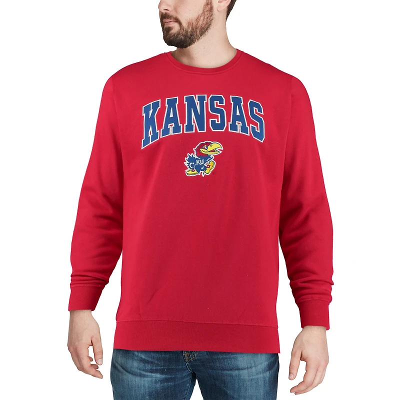 Men's Colosseum Kansas Jayhawks Arch & Logo Crew Neck Sweatshirt