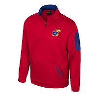 Men's Colosseum Red Kansas Jayhawks Mainframe Quarter-Zip Fleece Jacket