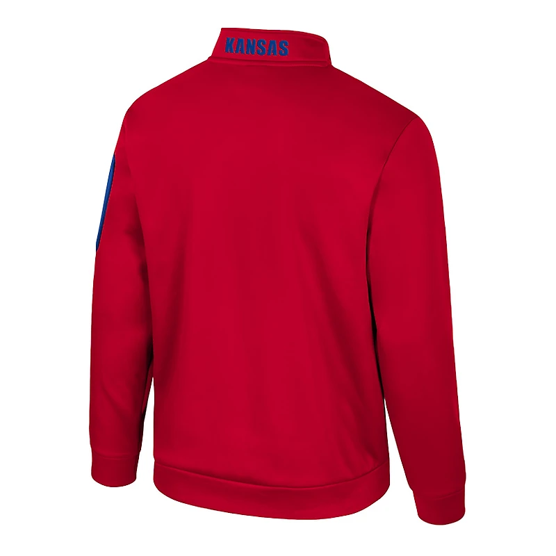 Men's Colosseum Red Kansas Jayhawks Mainframe Quarter-Zip Fleece Jacket