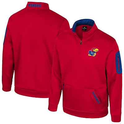 Men's Colosseum Red Kansas Jayhawks Mainframe Quarter-Zip Fleece Jacket