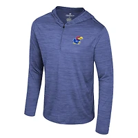 Men's Colosseum Royal Kansas Jayhawks Always Sunny Lightweight Quarter-Zip Hoodie