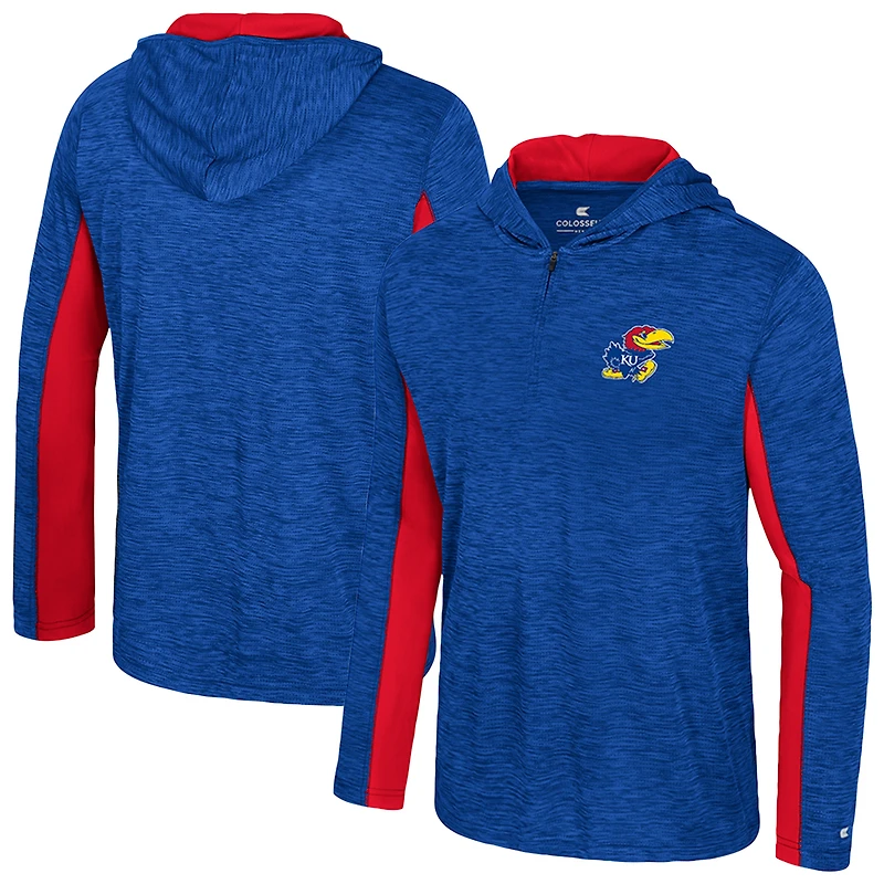 Men's Colosseum Royal Kansas Jayhawks Always Sunny Quarter-Zip Hoodie