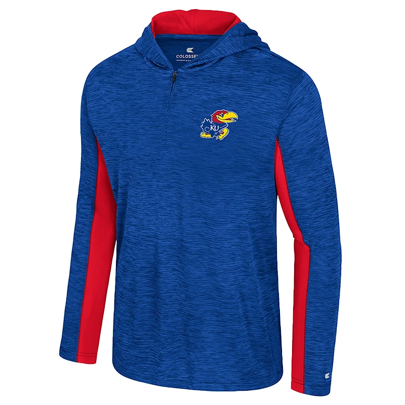 Men's Colosseum Royal Kansas Jayhawks Always Sunny Quarter-Zip Hoodie