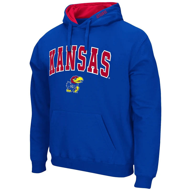 Men's Colosseum Royal Kansas Jayhawks Arch & Logo 3.0 Pullover Hoodie