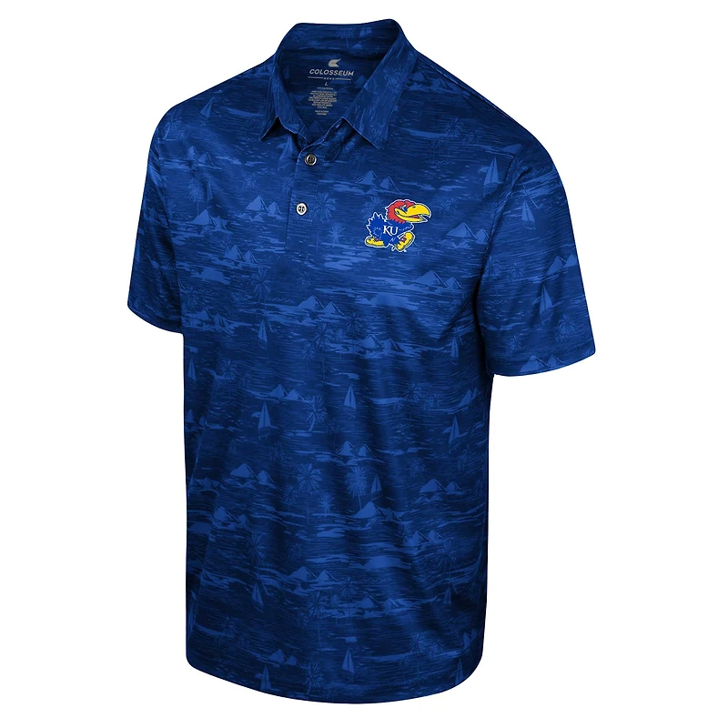 Men's Colosseum Royal Kansas Jayhawks Daly Print Polo