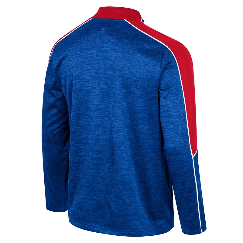 Men's Colosseum Royal Kansas Jayhawks Marled Half-Zip Jacket