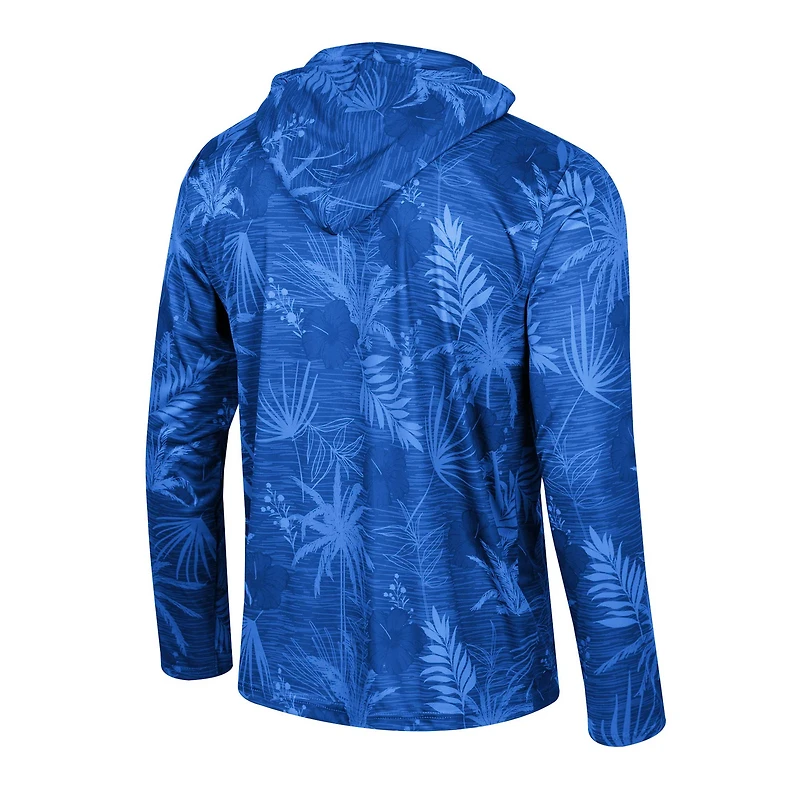 Haut à capuche léger quart de zip imprimé Colosseum Royal Kansas Jayhawks Palms pour hommes