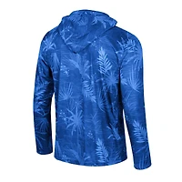 Haut à capuche léger quart de zip imprimé Colosseum Royal Kansas Jayhawks Palms pour hommes