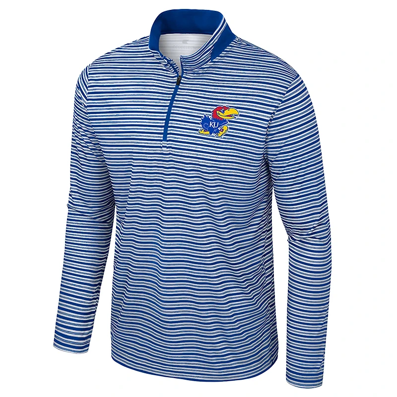 Haut rayé à glissière quart de tour pour homme Colosseum Royal Kansas Jayhawks