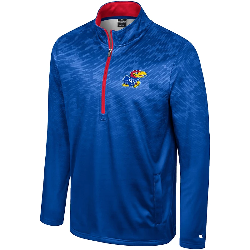 Men's Colosseum  Royal Kansas Jayhawks The Machine Half-Zip Jacket