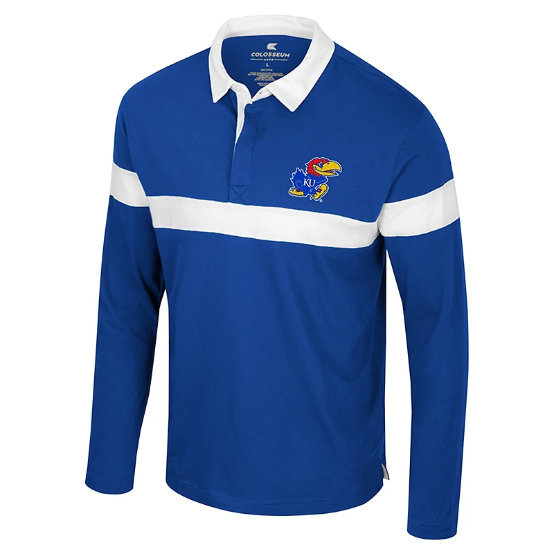 Men's Colosseum  Royal Kansas Jayhawks Too Cool For School Long Sleeve Polo