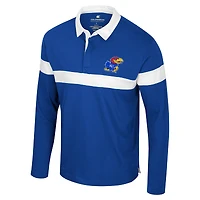 Men's Colosseum  Royal Kansas Jayhawks Too Cool For School Long Sleeve Polo