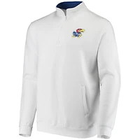 Men's Colosseum White Kansas Jayhawks Tortugas Logo Quarter-Zip Jacket