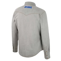 Men's Colosseum x Wrangler Gray Kansas Jayhawks Cowboy Cut Western Full-Snap Long Sleeve Shirt