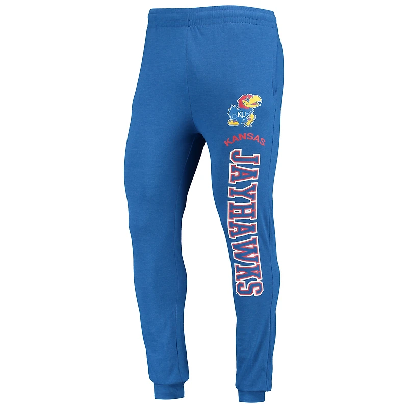 Ensemble pyjama à capuche et jogging manches longues pour homme Concepts Sport Royal/Heather Charcoal Kansas Jayhawks Meter