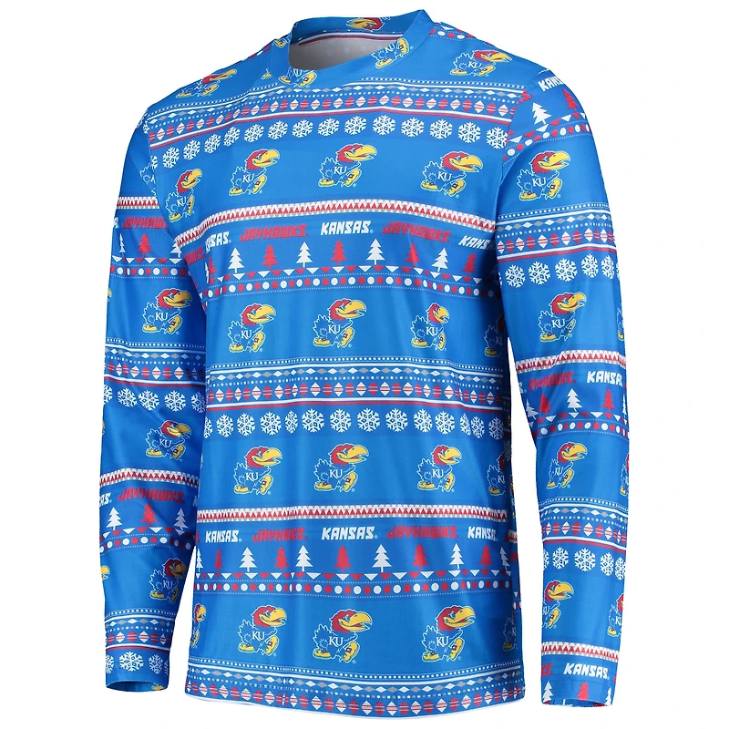 Ensemble de nuit pour homme Concepts Sport Royal Kansas Jayhawks, haut à manches longues et pantalon