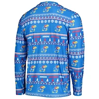 Ensemble pyjama Concepts Sport Royal Kansas Jayhawks pour homme : pull moche à manches longues et pantalon.