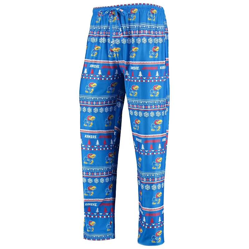 Men's Concepts Sport Royal Kansas Jayhawks Ugly Sweater Long Sleeve Top and Pants Sleep Set