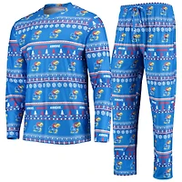 Ensemble de nuit pour homme Concepts Sport Royal Kansas Jayhawks, haut à manches longues et pantalon