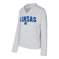 Men's Concepts Sport  White/Gray Kansas Jayhawks French Terry Striped V-Neck Pullover Hoodie