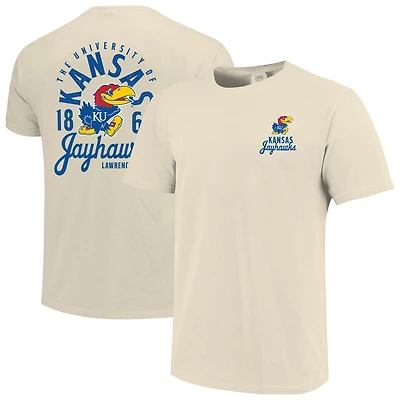 Men's Cream Kansas Jayhawks Comfort Colors Mascot Overlay T-Shirt